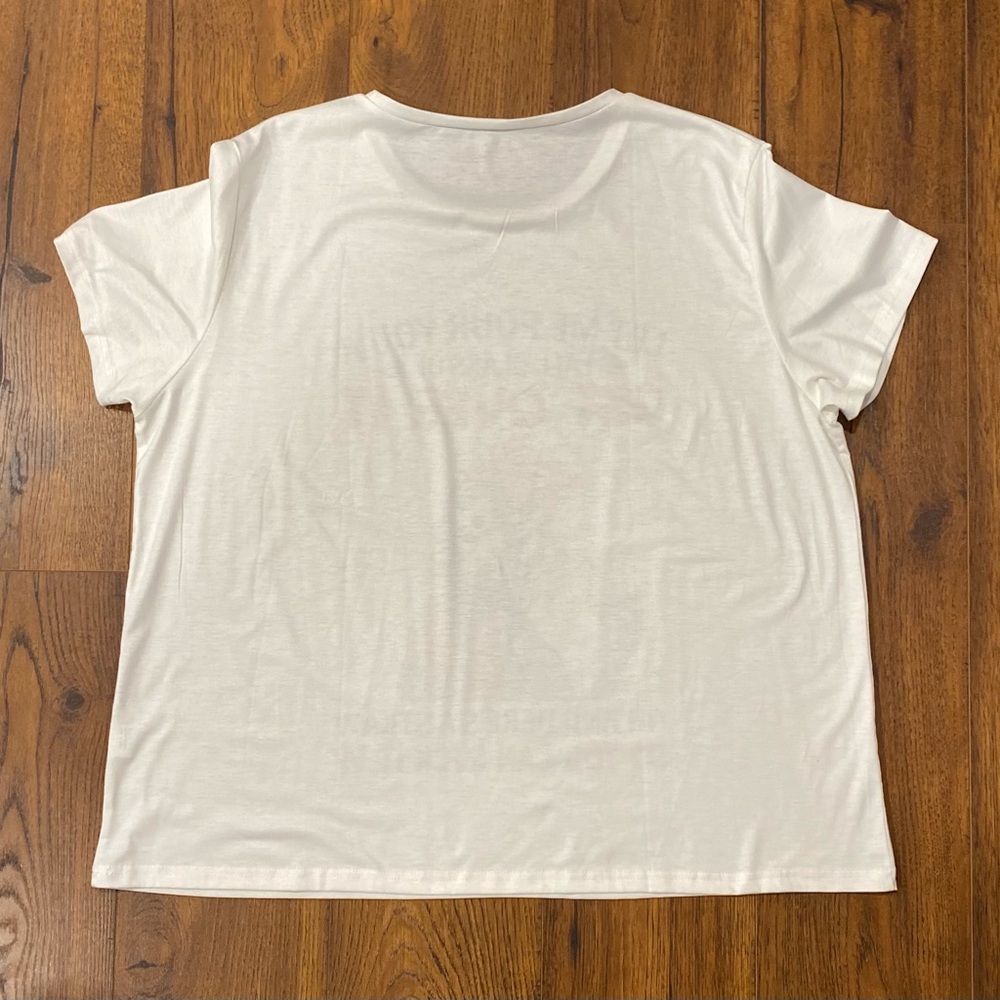 ‘Get Over It’ Women’s Funny White Chicken Graphic Short Sleeve Tee T-Shirt 3X - Picture 4 of 9